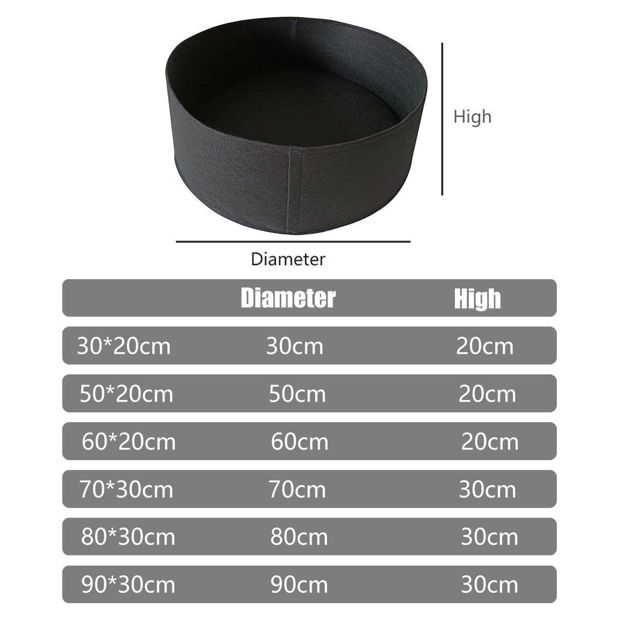 5x Felt Planting Bag Round Vegetable Garden Flower Seedling Grow Bags for Plants - Black-30*20cm 4