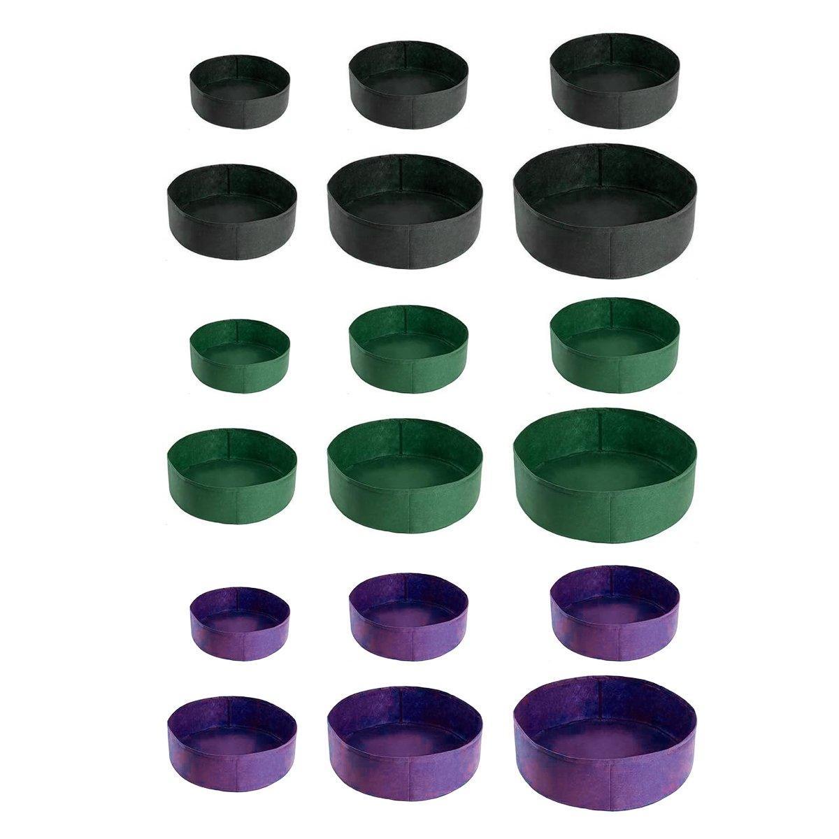 5x Felt Planting Bag Round Vegetable Garden Flower Seedling Grow Bags for Plants - Black-90*30cm