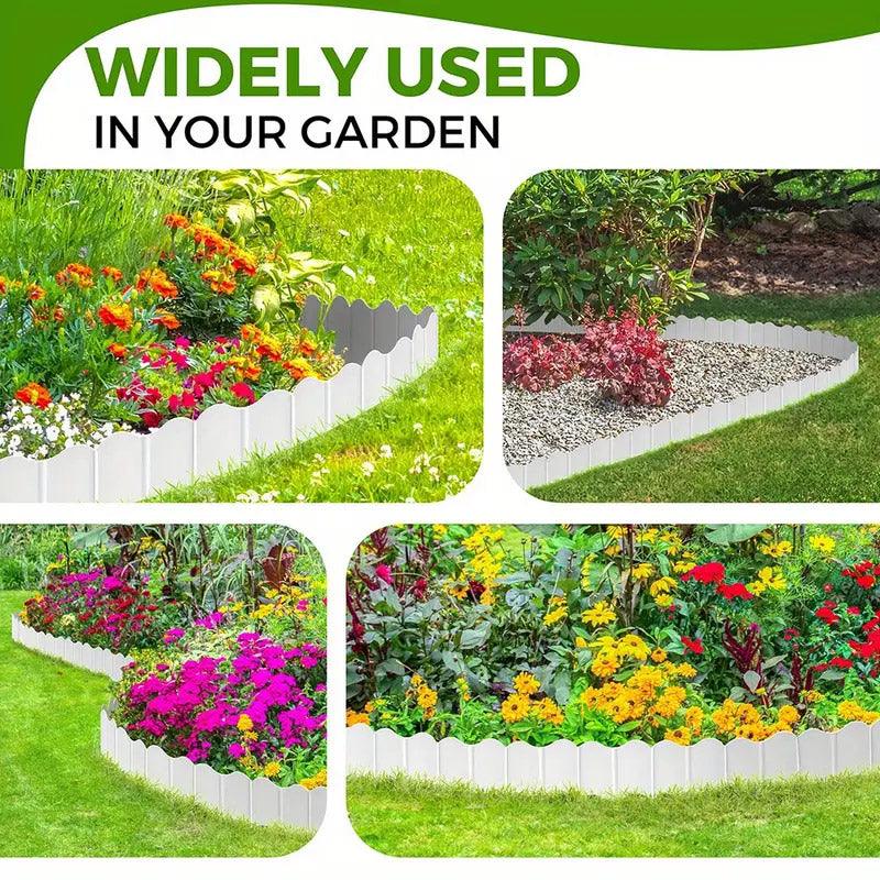 20PCS Garden Edging Fence Decorative Plastic Lawn Border Panels Landscaping - Black 4