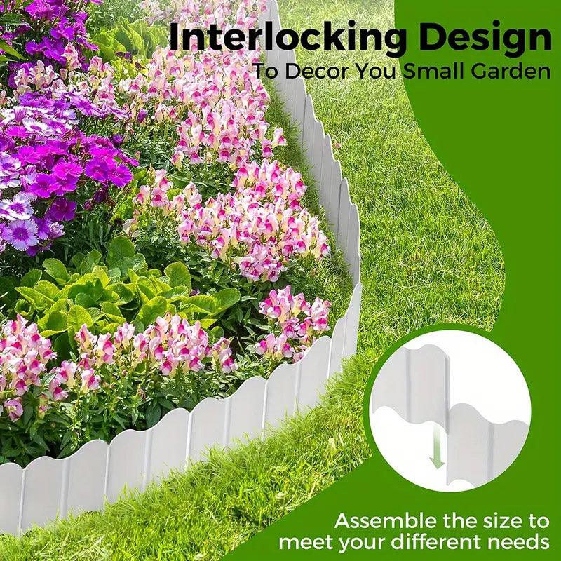 20PCS Garden Edging Fence Decorative Plastic Lawn Border Panels Landscaping - White 5