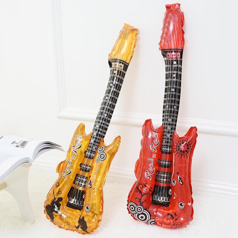 Guitar Foil Balloon Air Fill Rock and Roll Music Party Wedding Birthday Decoration - Rose Red 3