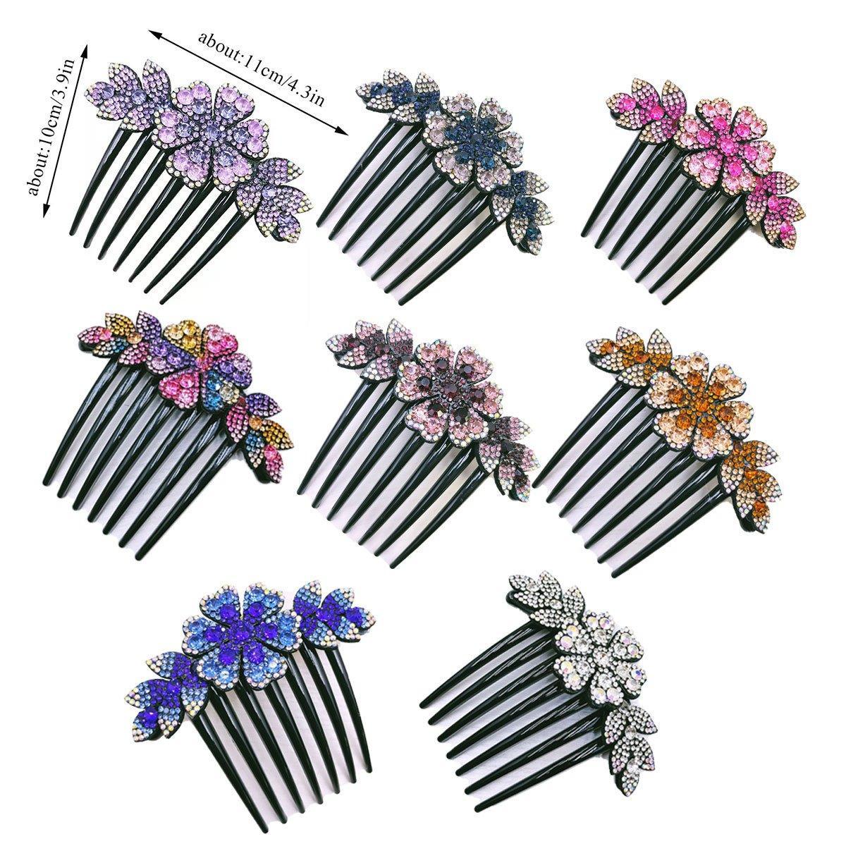 8Pack Rhinestone Hair Comb Non-Slip Simple All-Match Hair Accessories Fork Comb 3