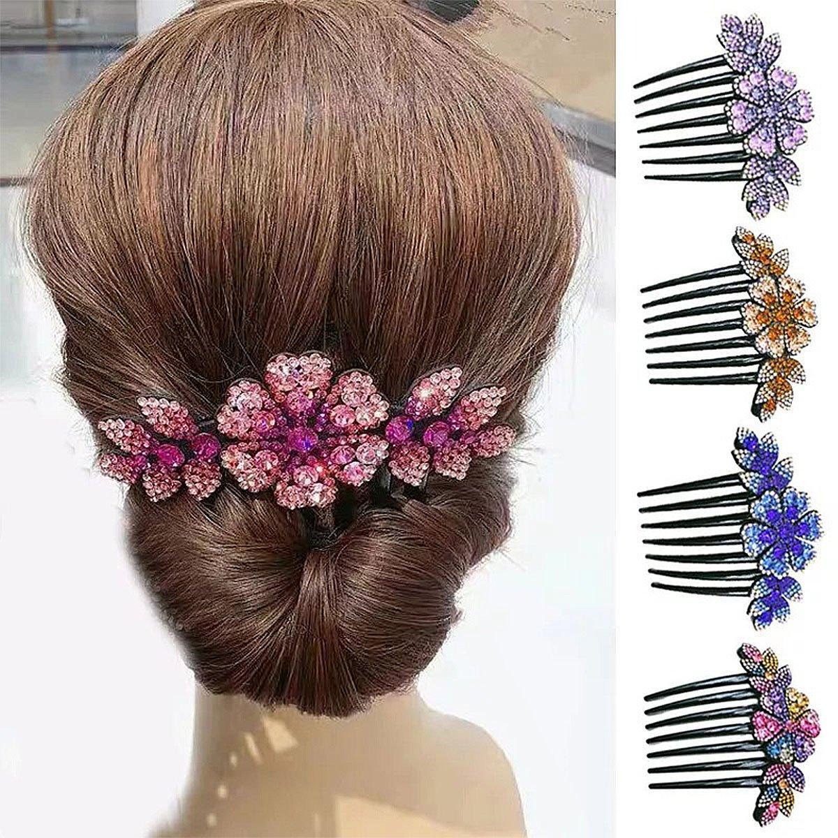 8Pack Rhinestone Hair Comb Non-Slip Simple All-Match Hair Accessories Fork Comb 4