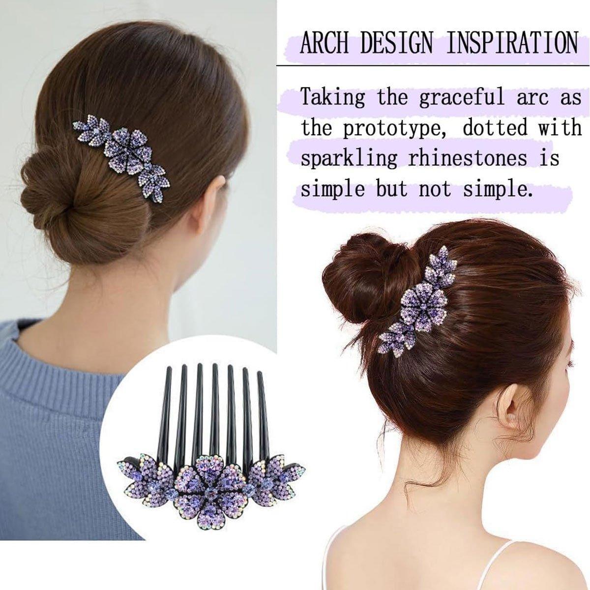 8Pack Rhinestone Hair Comb Non-Slip Simple All-Match Hair Accessories Fork Comb 5