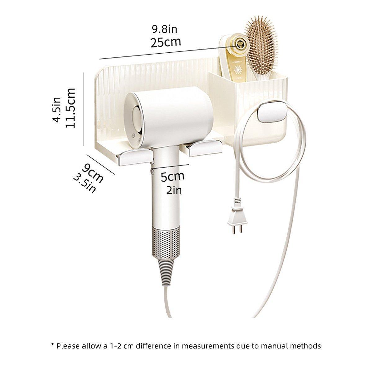 Hair Dryer Holder Rack Plastic Wall Mount No Drill Bathroom Organizer Storage - Silver 3