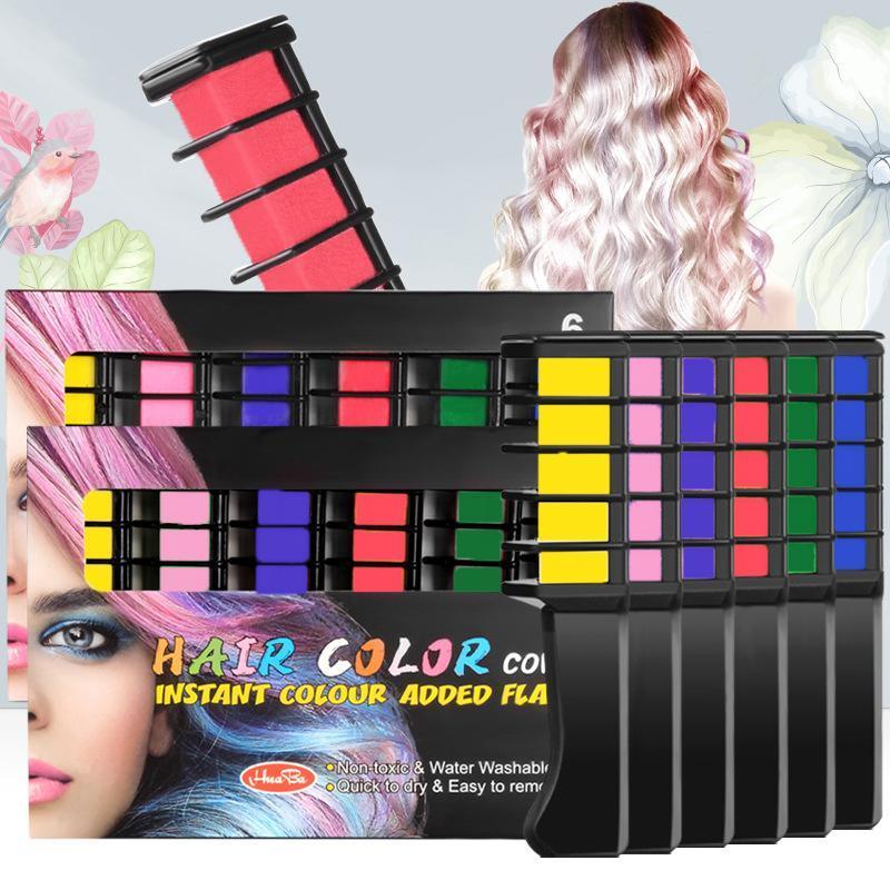 6 Colours Washable Hair Chalk Comb Kit Temporary Hair Dye for Parties and Events 3