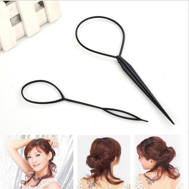 Hair Styling Tool 2Pcs Set Topsy Tail Ponytail Maker Braid Ladies Girl Clip Loop 3