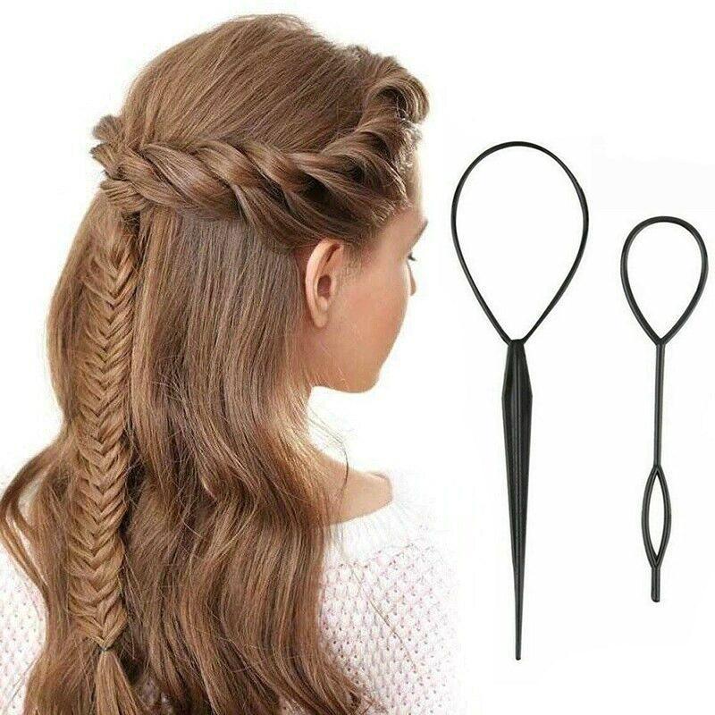 Hair Styling Tool 2Pcs Set Topsy Tail Ponytail Maker Braid Ladies Girl Clip Loop 4