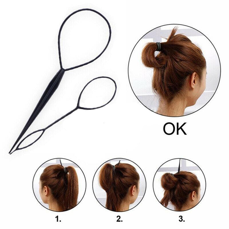 Hair Styling Tool 2Pcs Set Topsy Tail Ponytail Maker Braid Ladies Girl Clip Loop 5