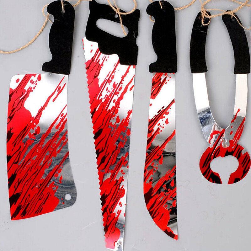 8Pcs Hanging Bloody Weapons Halloween Horror Props Garland Banner Decoration Au 3