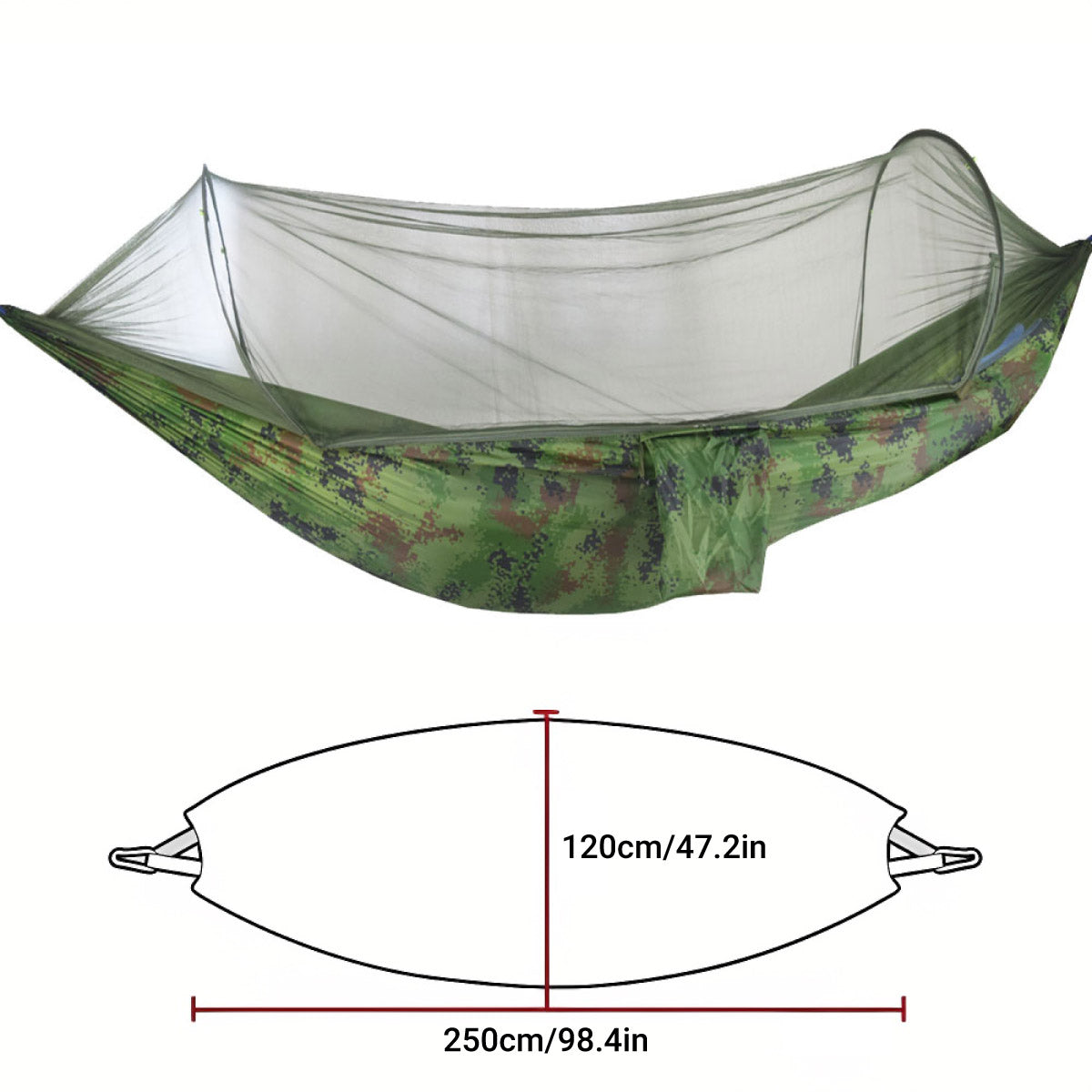 Camping Hammock Tent Set Double Outdoor Hanging Bed With Mosquito Net For Travel - Green 3
