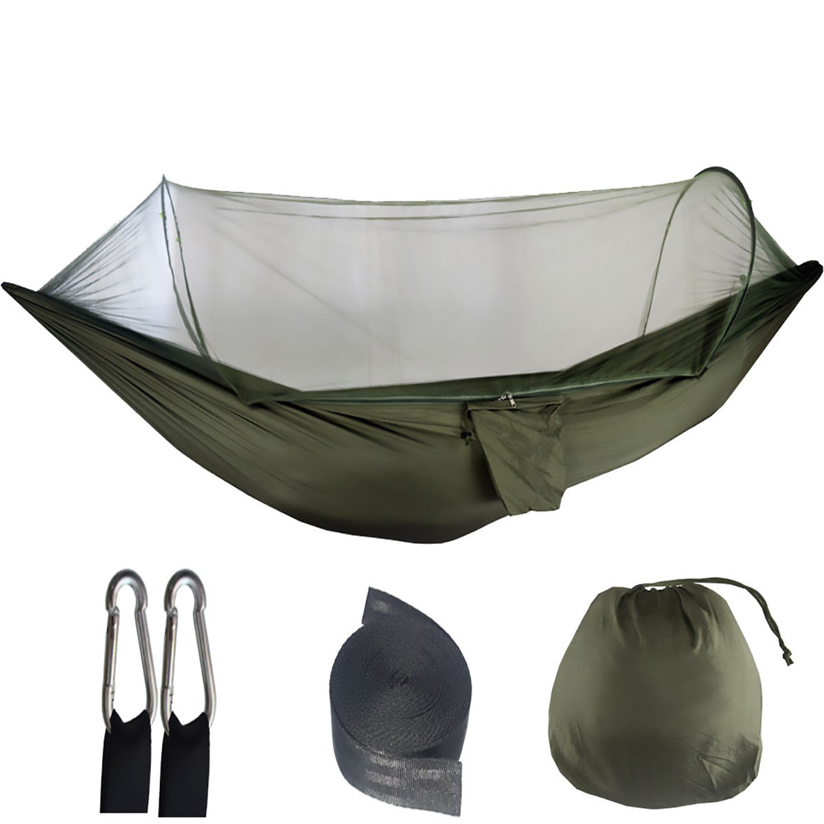 Camping Hammock Tent Set Double Outdoor Hanging Bed With Mosquito Net For Travel - Green 6