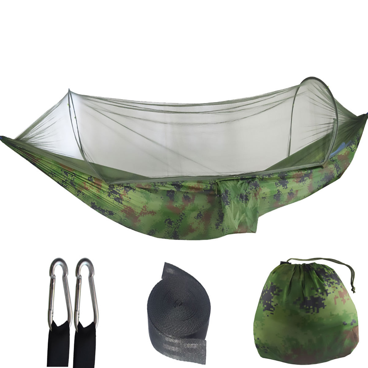 Camping Hammock Tent Set Double Outdoor Hanging Bed With Mosquito Net For Travel - Camouflage 8