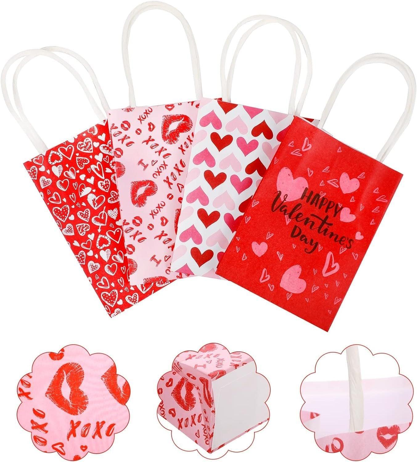 30x Valentines Day Love-Themed Tote Bag Elegant Kraft Paper Handbag Lightweight - Y170 3