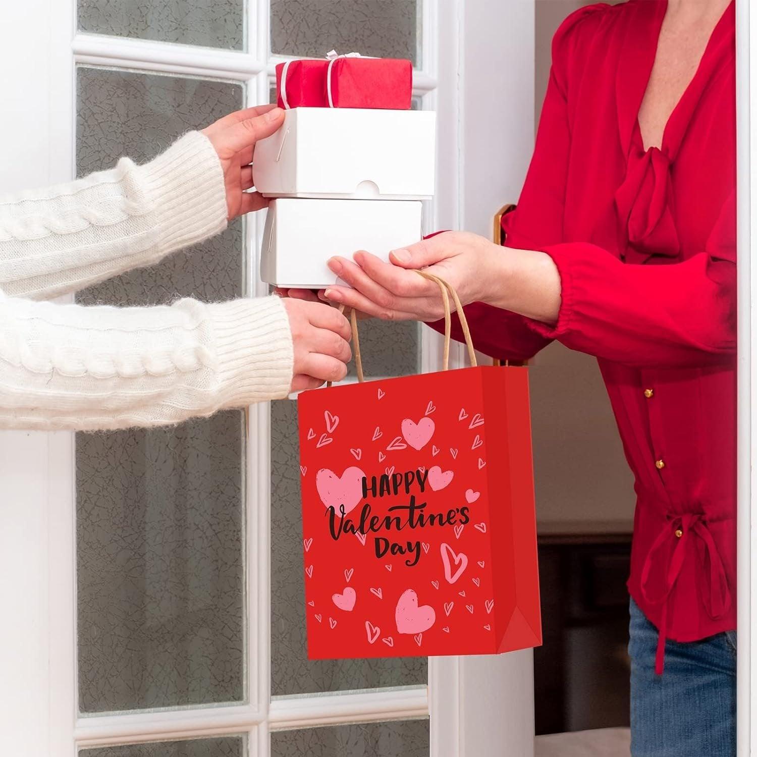 30x Valentines Day Love-Themed Tote Bag Elegant Kraft Paper Handbag Lightweight - Y173 4