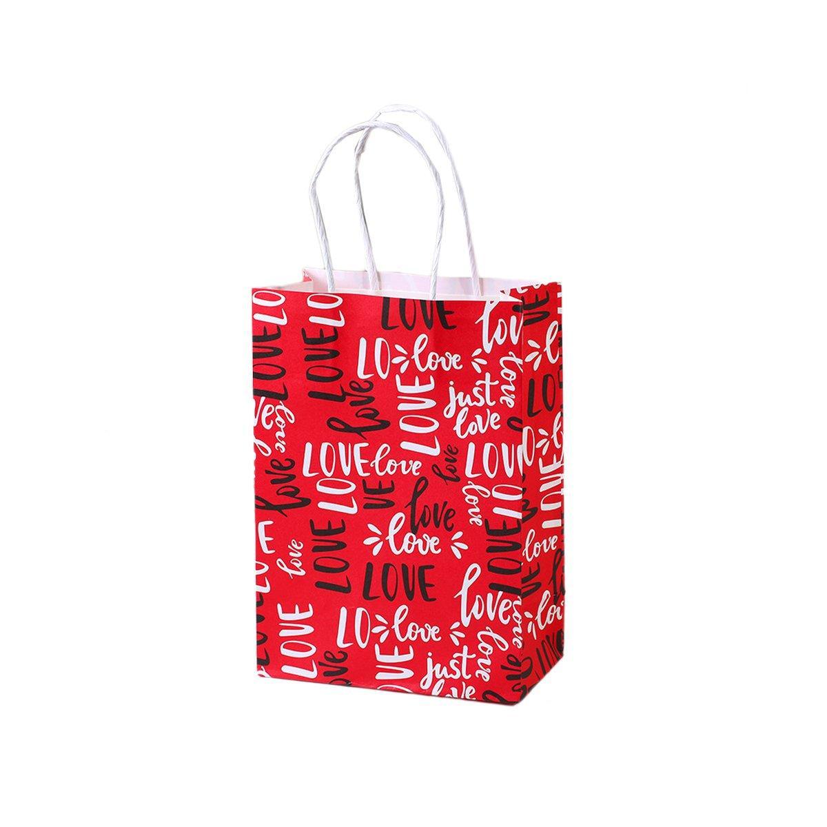 30x Valentines Day Love-Themed Tote Bag Elegant Kraft Paper Handbag Lightweight - Y173 12