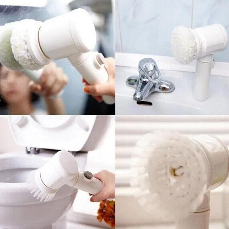 5 in 1 Electric Handheld Cleaning Brush for Bathroom Kitchen Sink Tile Scrub 5