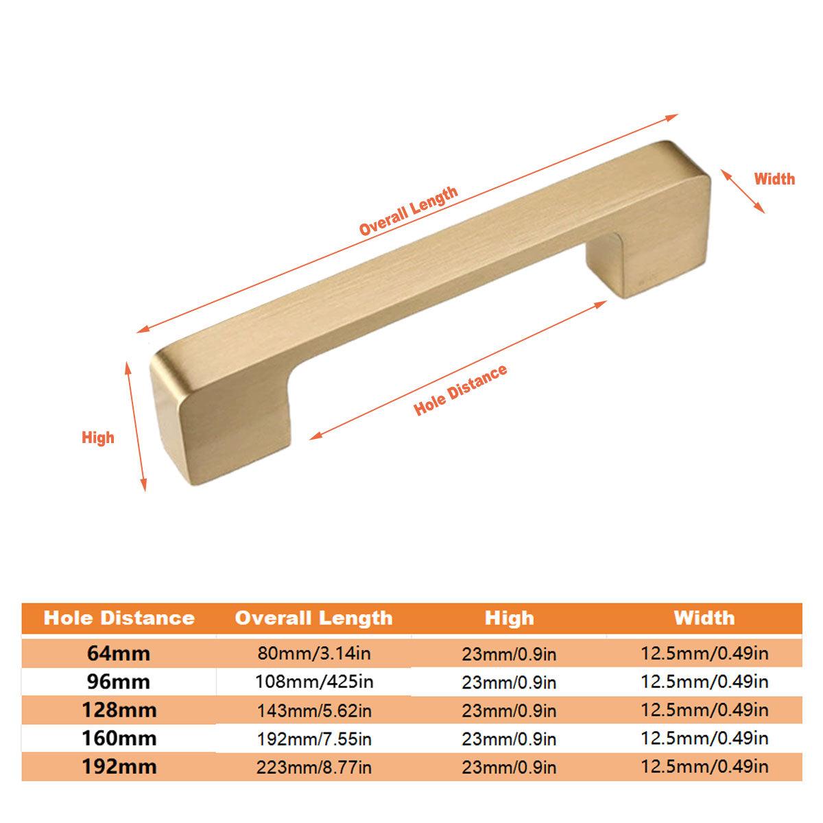Modern Simple Handle Wardrobe Cabinet Drawer Pull All Copper Gold Door Handle - 192mm 3