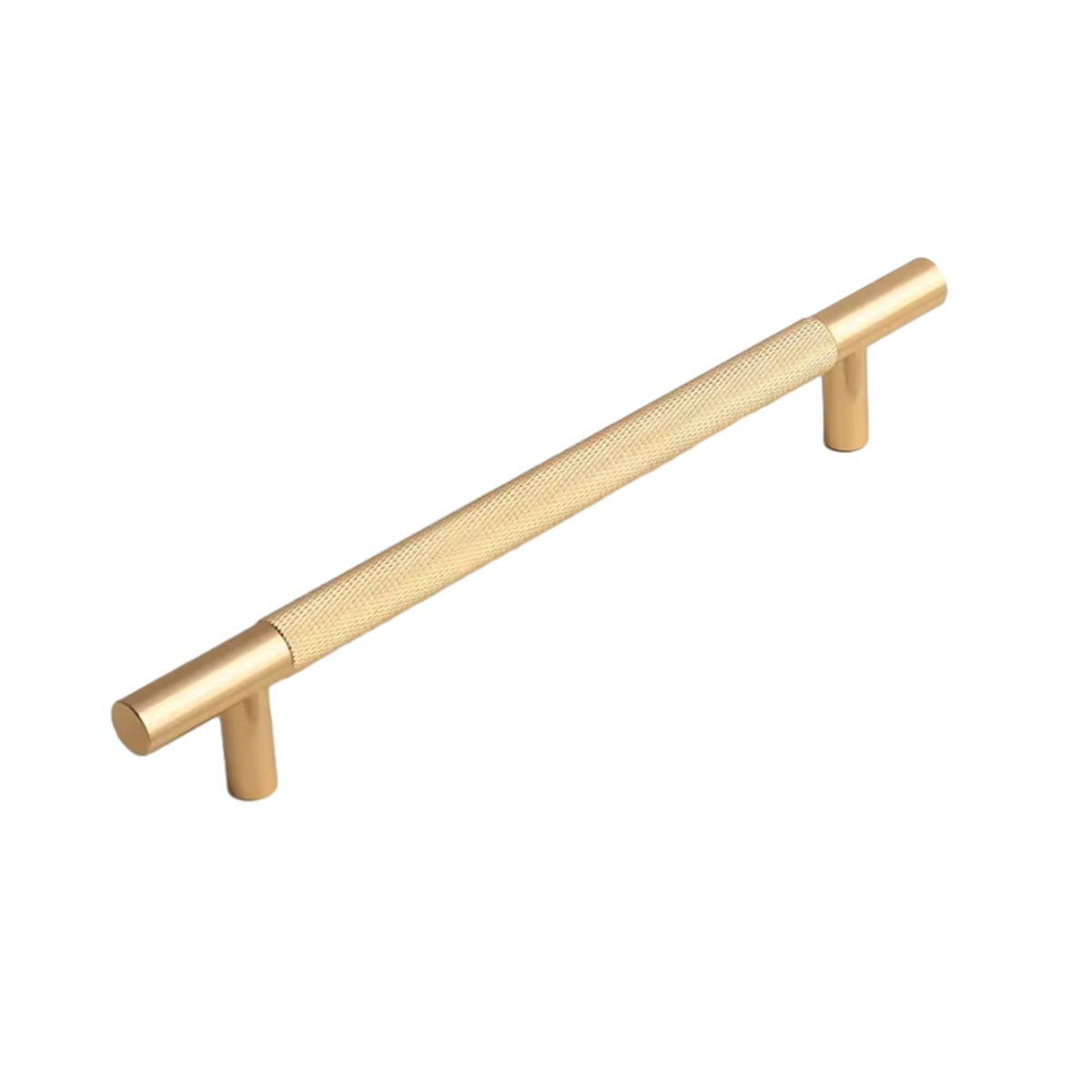 Light Luxury Cabinet Handle Full Copper Gold Straight Knurled Drawer Door Pull - Single Hole 9