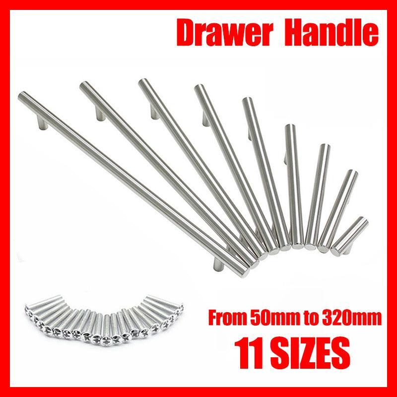 5pcs Silver Kitchen Cabinet Door Handles Stainless Steel Door Drawer Pull T Bar - 100mm/64mm