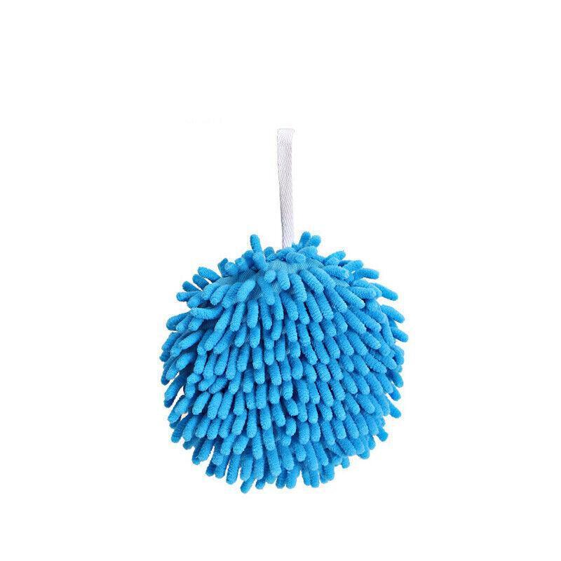Chenille Hanging Ball Towel for Kitchen Bathroom Hand Drying Absorbent Cloth - White 8