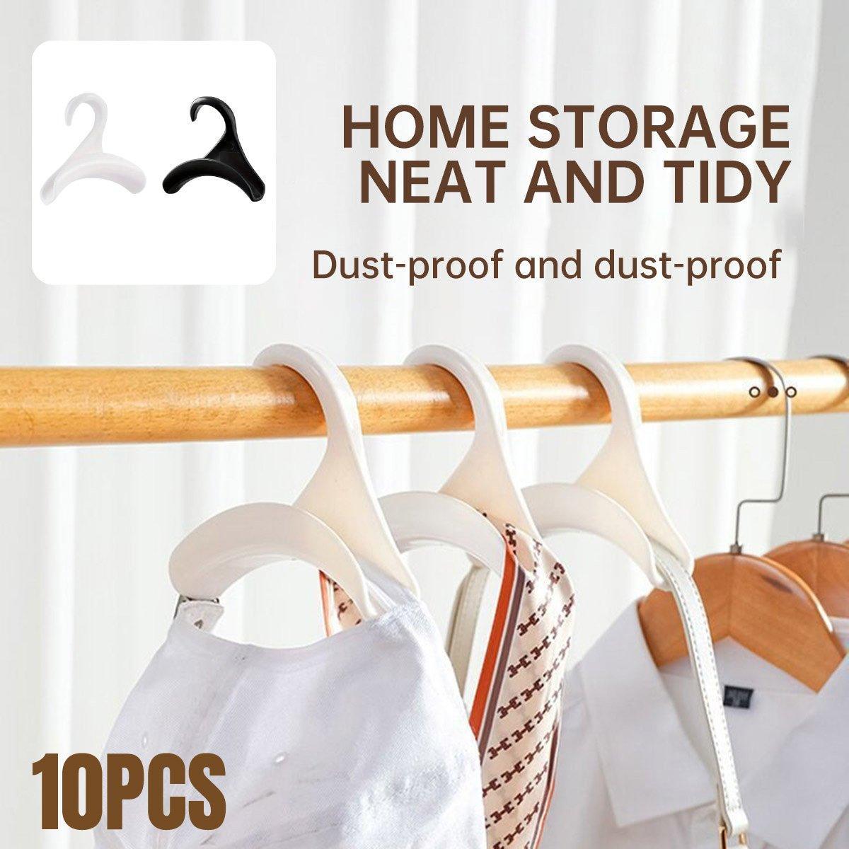 10PCS Wardrobe Plastic Storage Rack Hook Multi-Purpose Hanger Tie Scarf Holder - Black