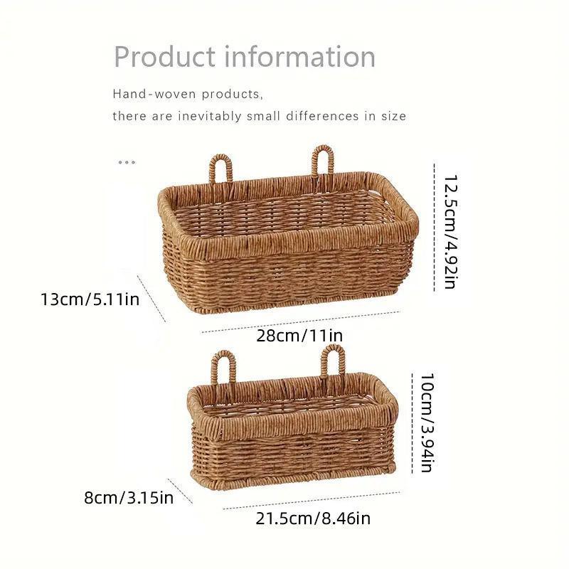 Wall-Mounted Rattan Style Hanging Storage Basket Kitchen Vegetable Fruit Basket - Large 3