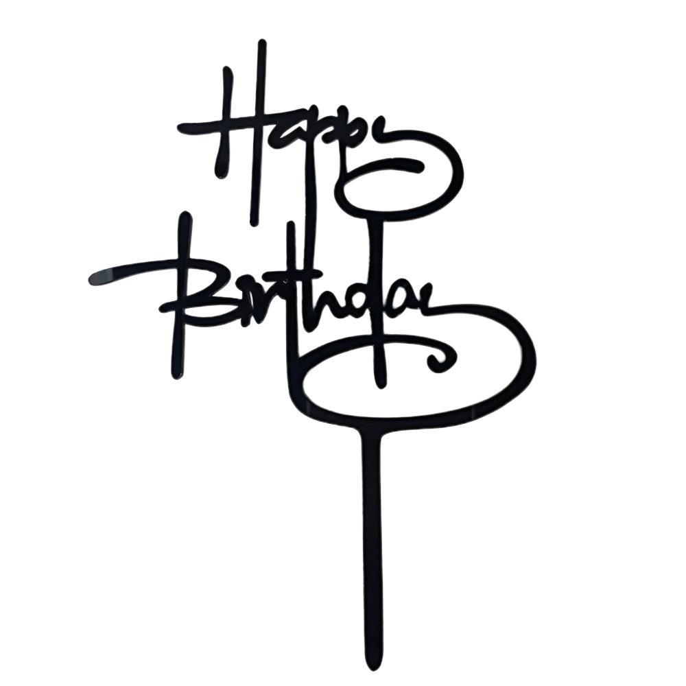 Acrylic Home Happy Birthday Decor Baking Cake Topper Card Party Decor Supply - Pink P17 6