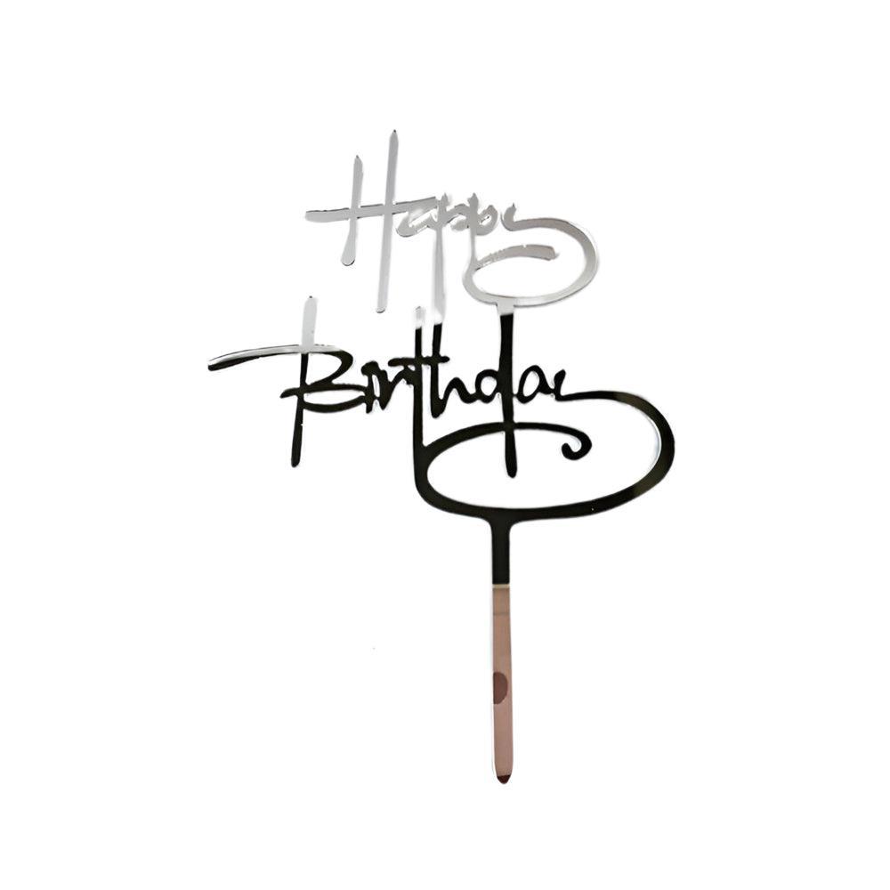 Acrylic Home Happy Birthday Decor Baking Cake Topper Card Party Decor Supply - Rose Gold R31 14