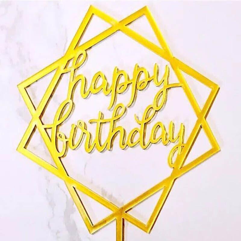 Acrylic Home Happy Birthday Decor Baking Cake Topper Card Party Decor Supply - Silver S108 4