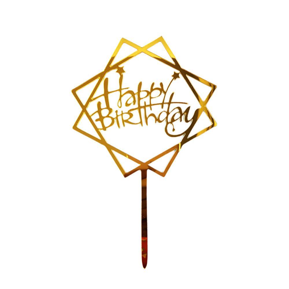 Acrylic Home Happy Birthday Decor Baking Cake Topper Card Party Decor Supply - Silver S224 7