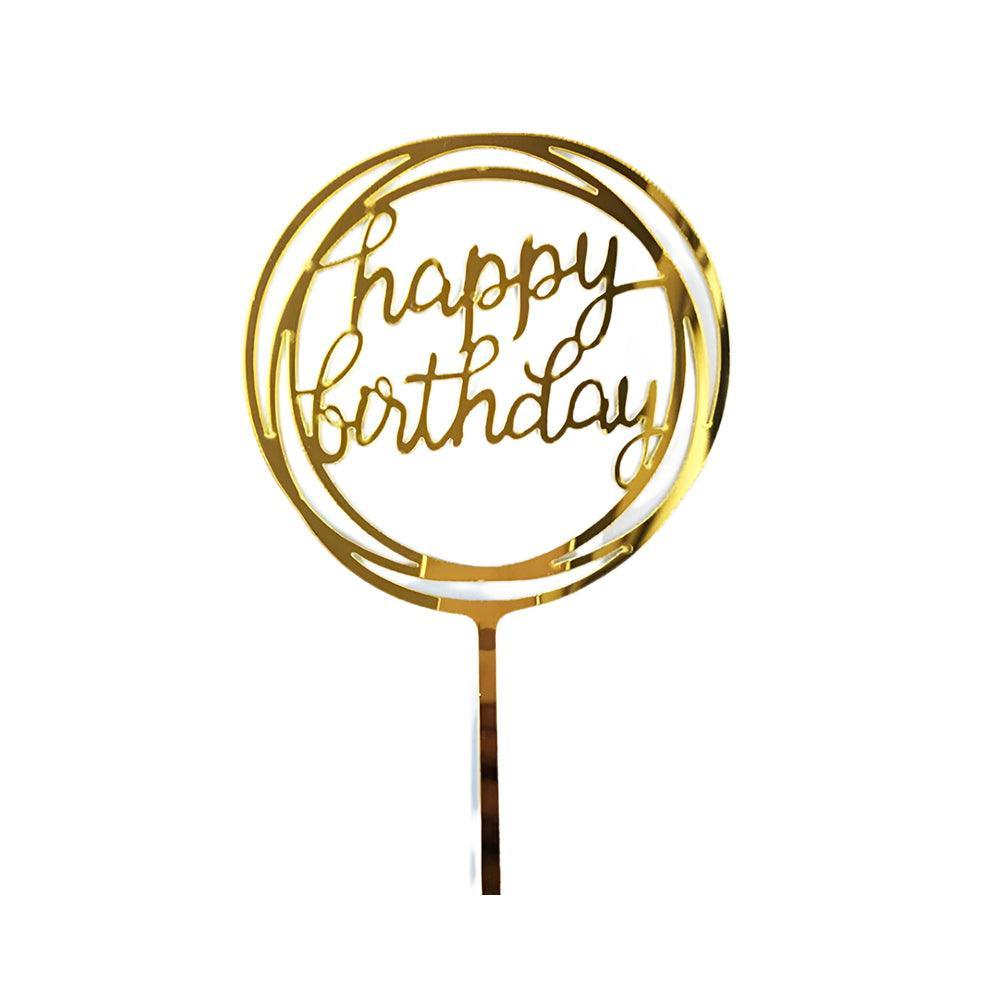 Happy Birthday Acrylic Cake Topper Cake Decoration Golden Silver Party - P24 10