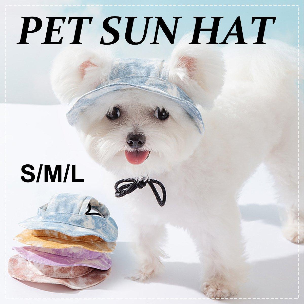 Adjustable Pet Hat with Cute Leaky Ears Sunscreen Fisherman Hat Four Seasons Use - Orange Red - S