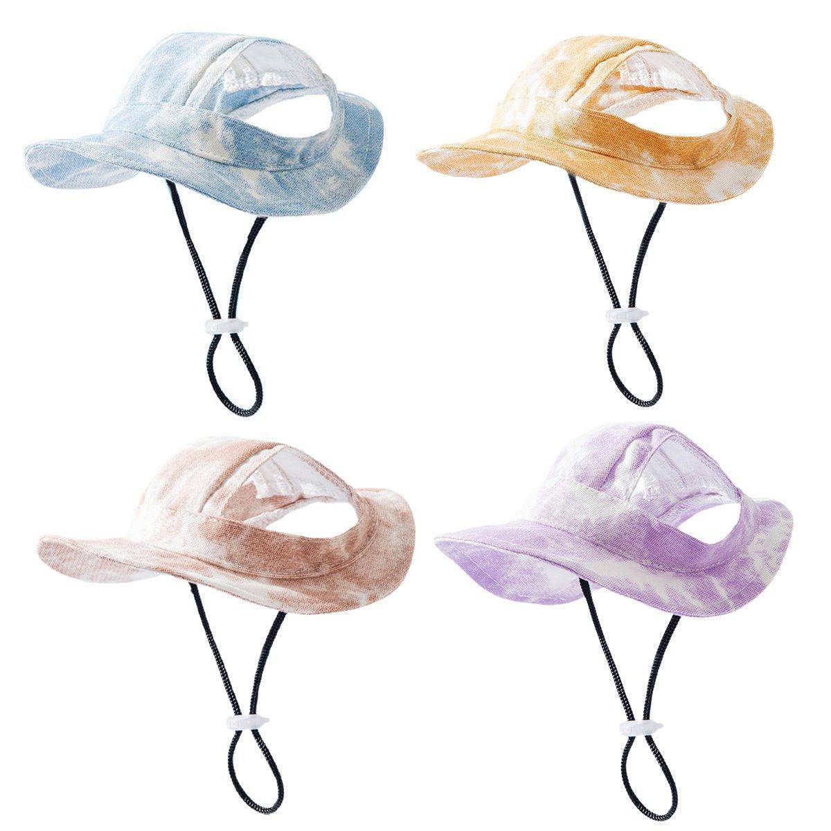 Adjustable Pet Hat with Cute Leaky Ears Sunscreen Fisherman Hat Four Seasons Use - Purple-L