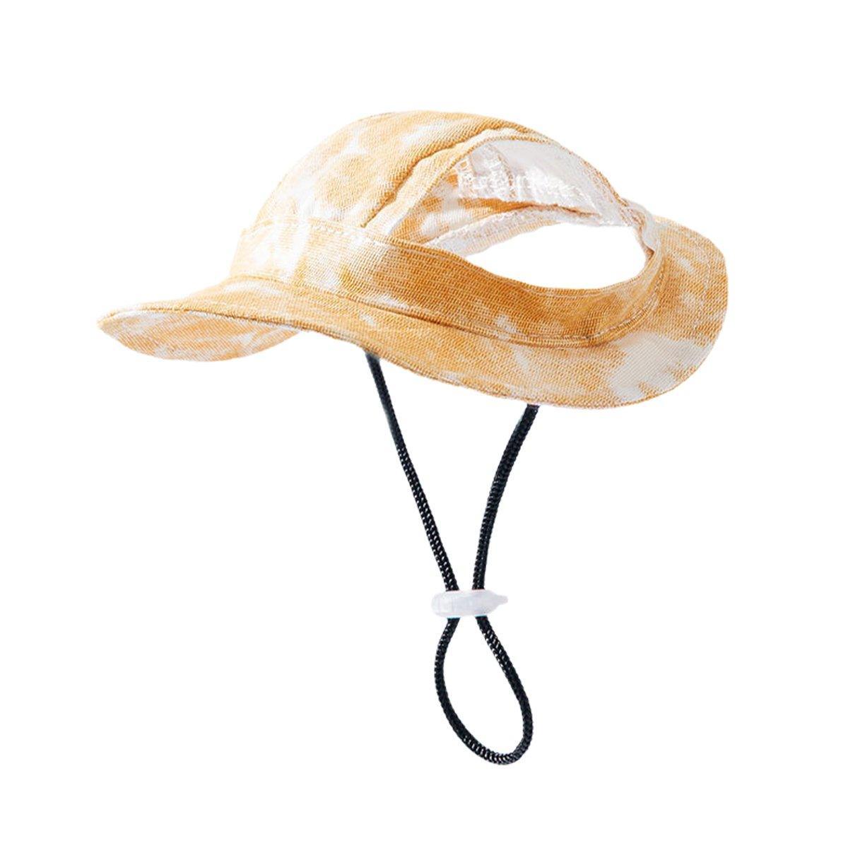 Adjustable Pet Hat with Cute Leaky Ears Sunscreen Fisherman Hat Four Seasons Use - Yellow - S 11