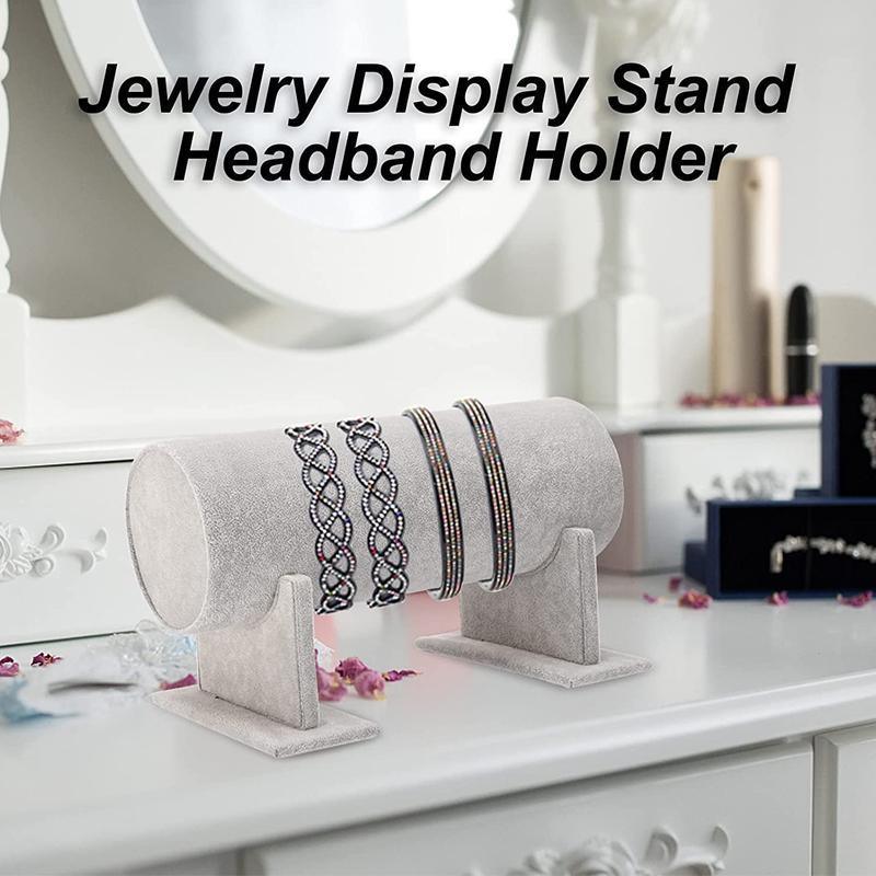 Jewelry Display Stand Headband Holder Organizer Chains Velvet Storage Rack - Grey 4