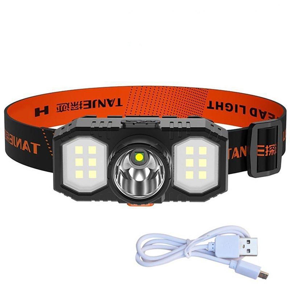 Super Bright Outdoor Head Headlight LED USB Rechargeable Headlamp Camping Fish - Black 6