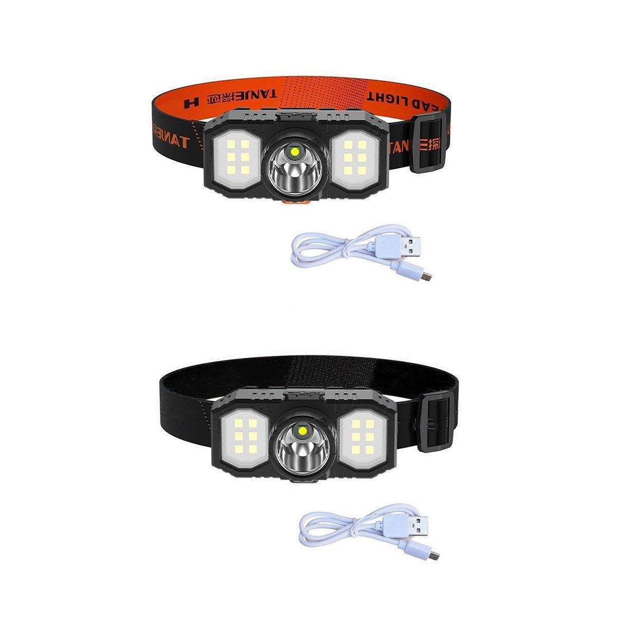 Super Bright Outdoor Head Headlight LED USB Rechargeable Headlamp Camping Fish - Orange