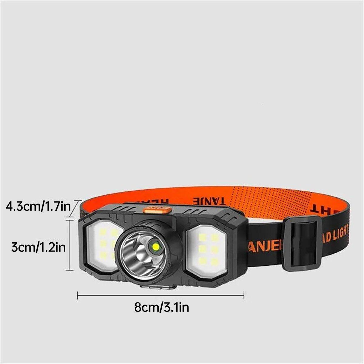 Super Bright Outdoor Head Headlight LED USB Rechargeable Headlamp Camping Fish - Orange 3