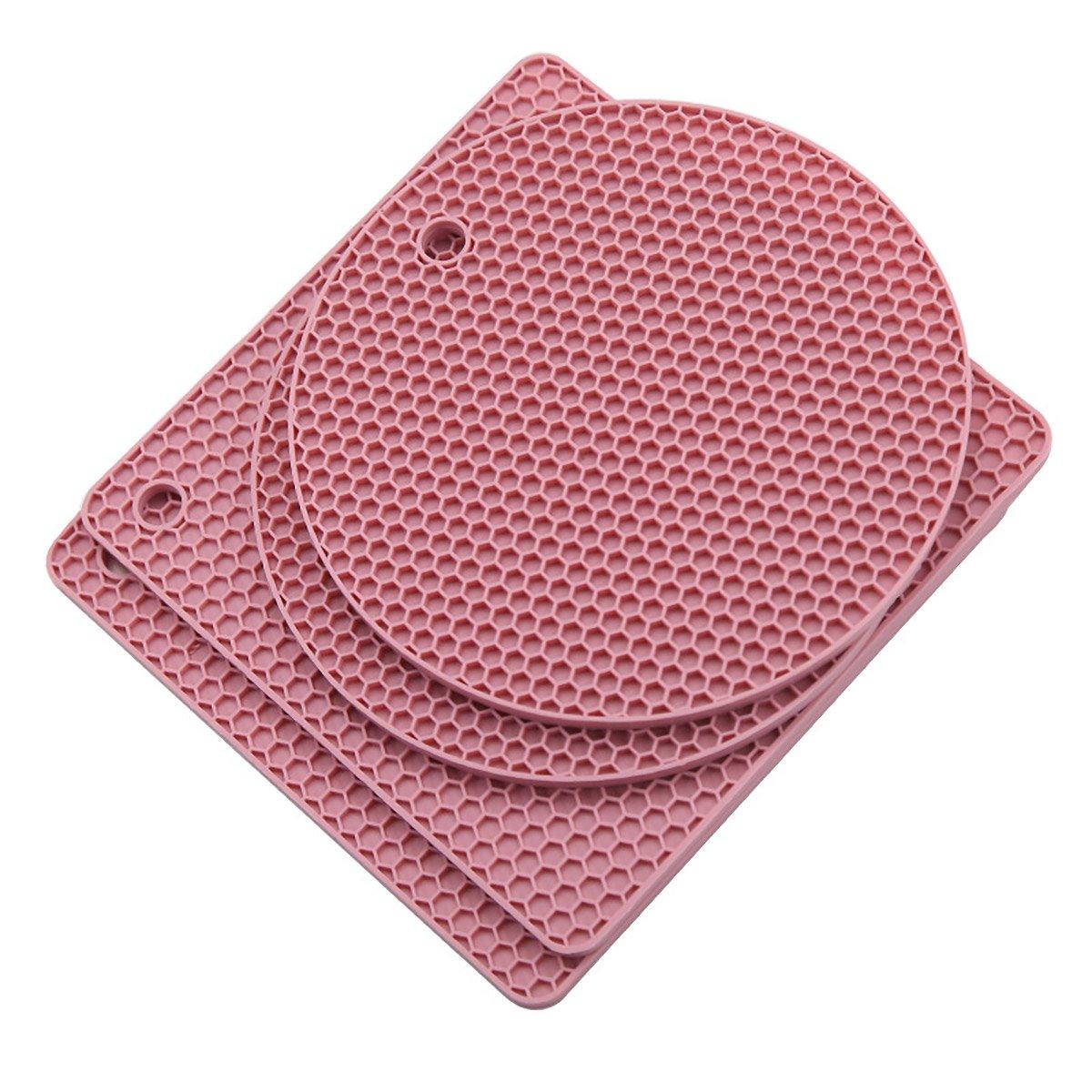 4pcs Silicone Honeycomb Heat Resistant Mats Table Cup Pot Coasters Home Kitchen - Green 6
