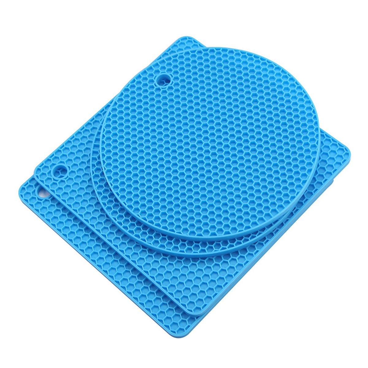 4pcs Silicone Honeycomb Heat Resistant Mats Table Cup Pot Coasters Home Kitchen - Green 7