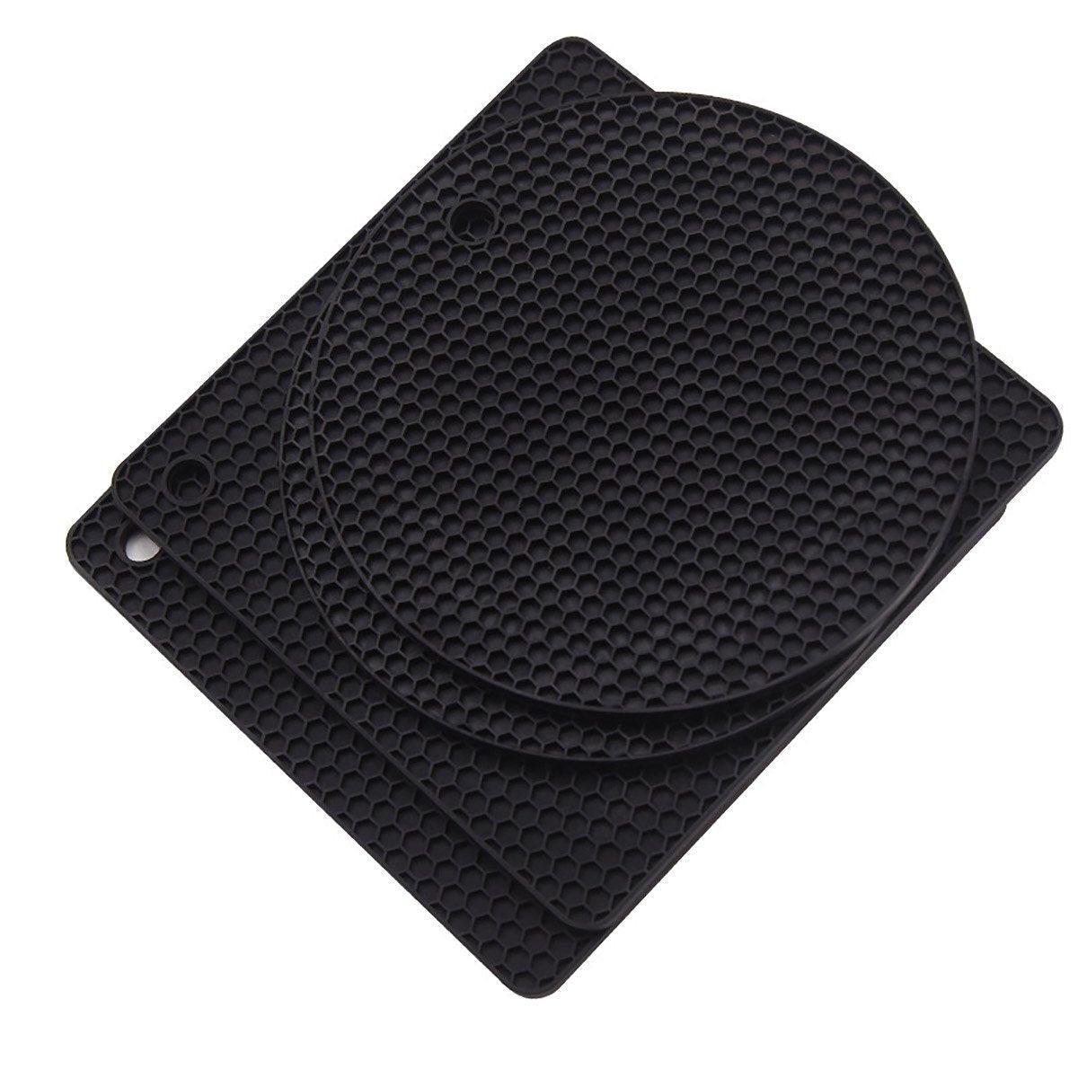 4pcs Silicone Honeycomb Heat Resistant Mats Table Cup Pot Coasters Home Kitchen - Grey 9