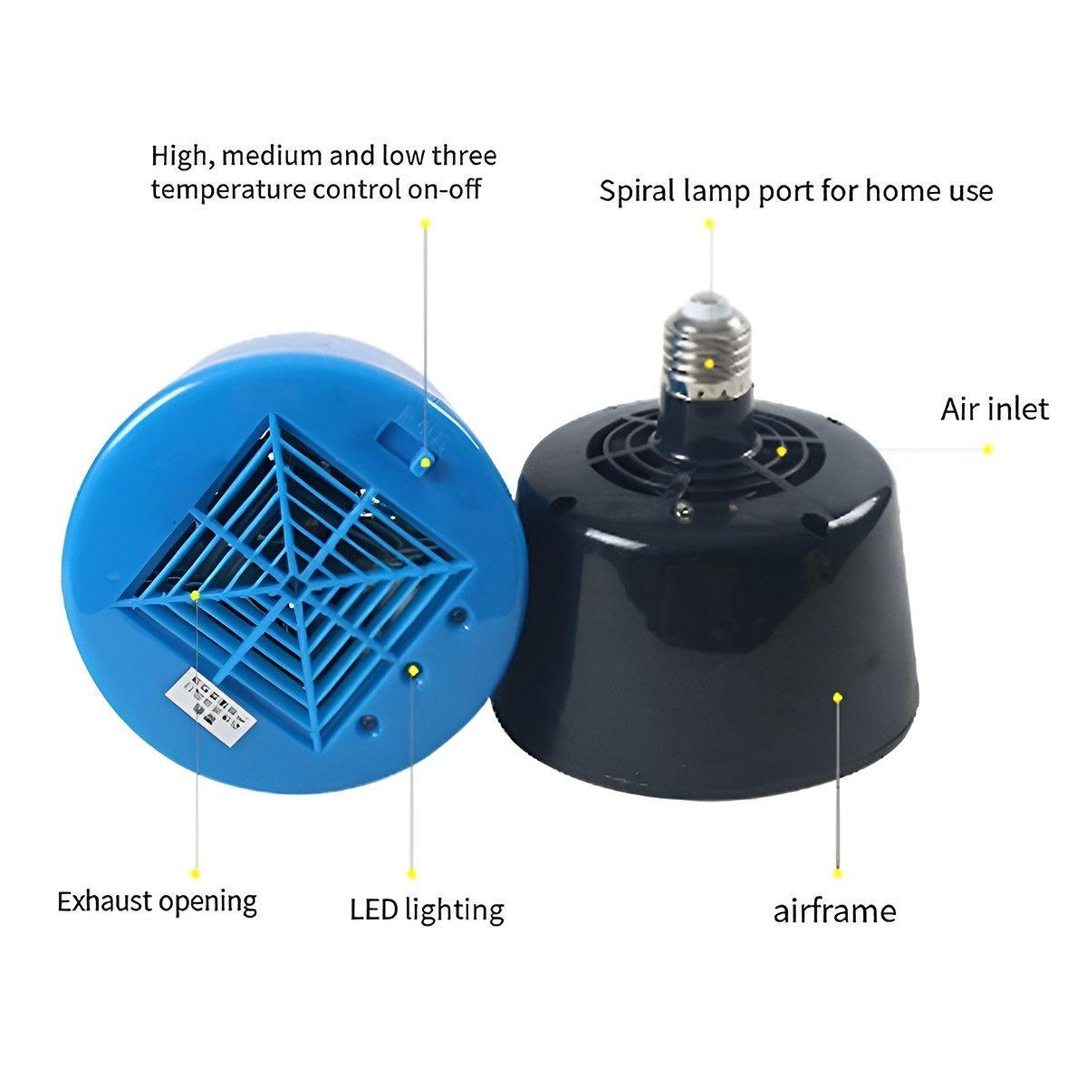 Cultivation Heating Lamp with Thermostat and Fan for Incubators Reptiles Eggs Coops - Black (5W-100W) 5