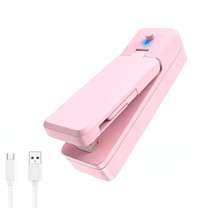Portable Mini Heat Sealing Machine USB Rechargeable Food Sealer Plastic Bag - Pink 8