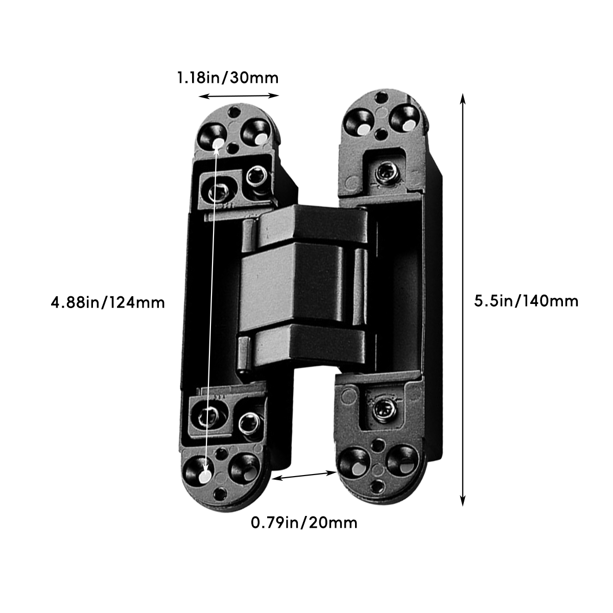 Hidden Invisible Door Hinge Concealed 3D Hinge Heavy Duty for Doors and Cabinets - Black 3