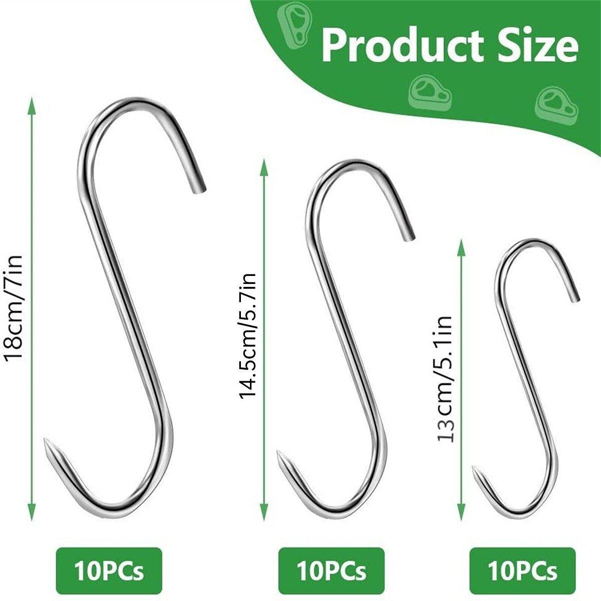 10PCS Steel S Meat Hooks for Beef Pork Lamb Roast Duck BBQ Grill Oven Hanging - L 3