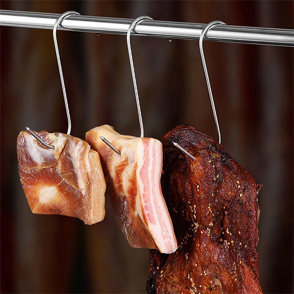 10PCS Steel S Meat Hooks for Beef Pork Lamb Roast Duck BBQ Grill Oven Hanging - L 5