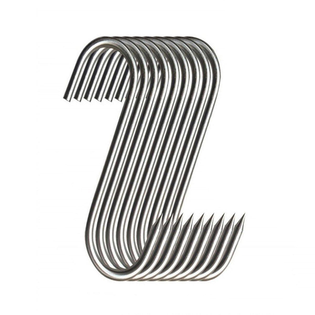 10PCS Steel S Meat Hooks for Beef Pork Lamb Roast Duck BBQ Grill Oven Hanging - L 8