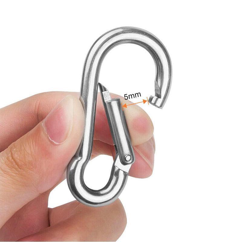 10Pcs Stainless Steel Carabiner Snap Hooks with Keychain for Camping 3
