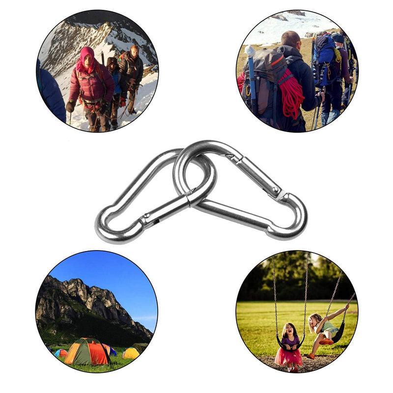 10Pcs Stainless Steel Carabiner Snap Hooks with Keychain for Camping 5
